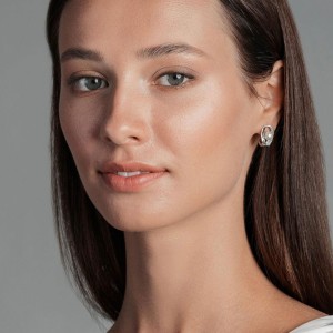 Cercei argint cu perle naturale albe si cristale cu tortita DiAmanti SK21482EL-W-G (Argint 925‰ 4,7 g.)